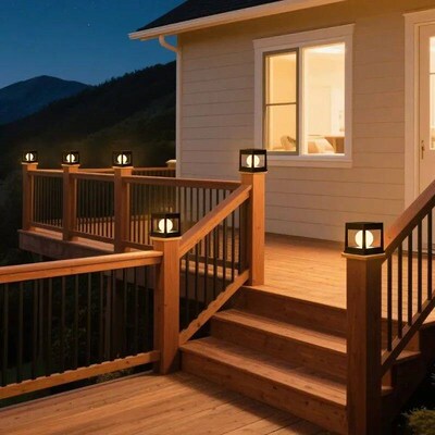 2LEDs Solar Post Light Outdoor Post Caps Lights Solar Fence