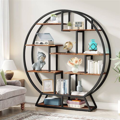 Tribesigns Bookshelf, Round Bookshelves Etagere Bookcase, 63
