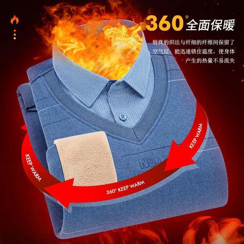 -Mens fleece shirts long-sleeved middle-aged and elderly da