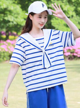 22292 sailor dress blouse for girls summer junior high schoo