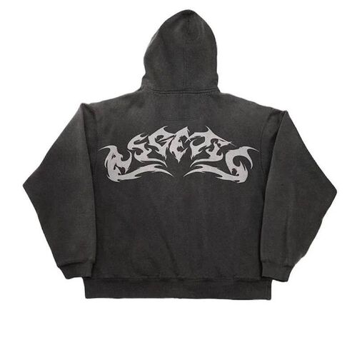 Sreet Retro Clothing Flame Print Oversized Sweatshirt Women