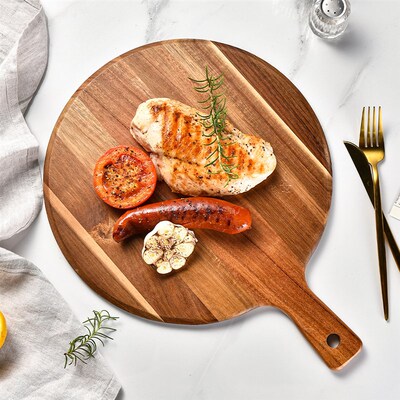 Wooden circular pizza board, steak plate, bread board 30cm