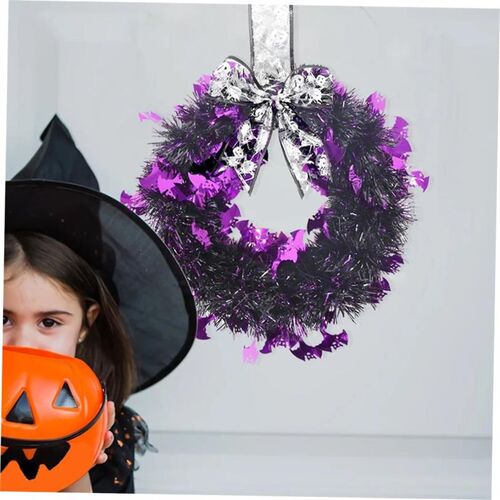 Halloween Striped Wreath, Pumpkin Skull Wreath,Halloween fro
