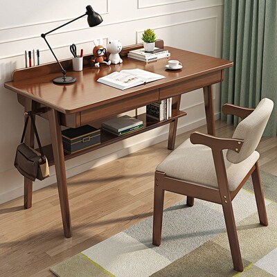 Solid wood student writing desk study computer table chairs