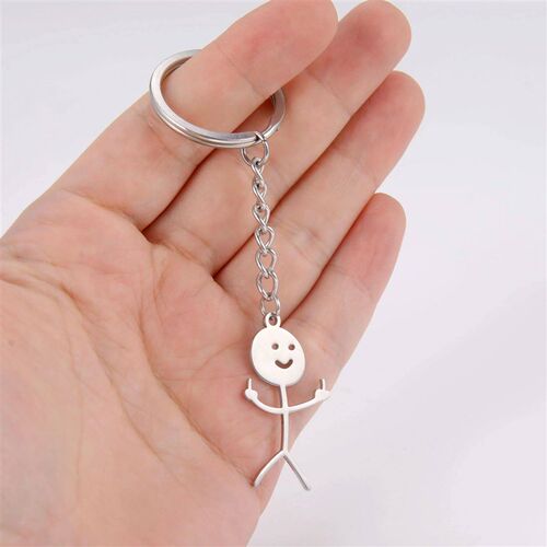 Teamer Funny Middle Finger Stickman Keychain 2026 Cute Trend