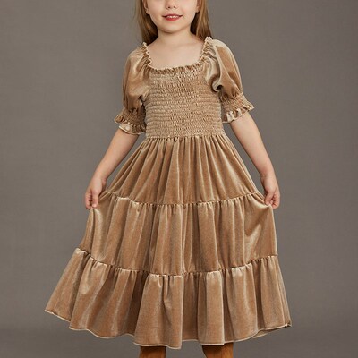 New Princess Girls Velvet Classic Retro Dress Clothing Baby