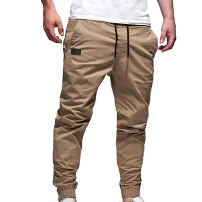 Multi Pockets Training Slacks Deep Crotch Trousers Ankle Tie