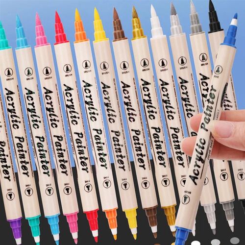 Double Ended Acrylic Marker 12/24/36 Color Waterproof Art Su