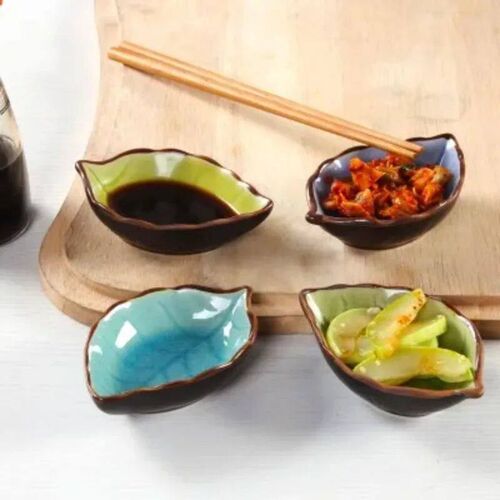 Kitchen Bowl Kitchen Tool Dish Creative Ice Crack Glaze Leaf