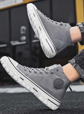 Men Vulcanized Shoes 2023 British Style High Top Casual Snea