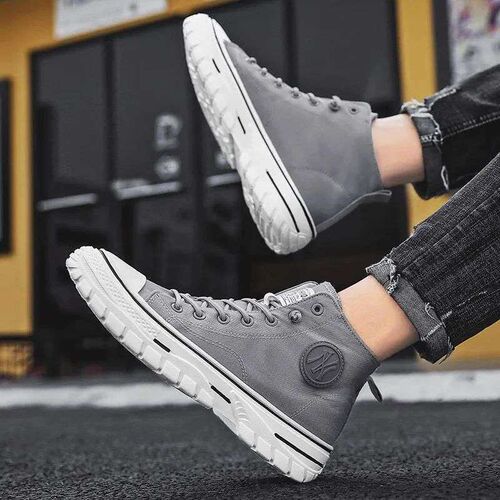 Men Vulcanized Shoes 2023 British Style High Top Casual Snea