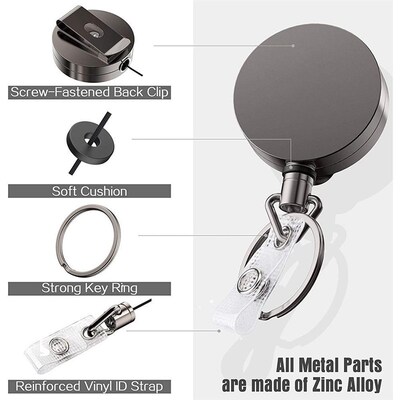 1pcs Retractable Badge Reel ID Card Lanyard Name Tag Metal K