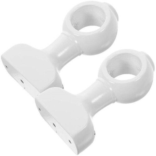 2 Pcs White Wooden Curtain Rod Bracket Strong Hold Easy