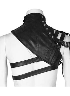 Gothic Leather Armor Pullover Vest With Pocket Men Women Hip