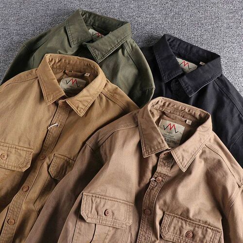 Fashion Wash n-style uniform long-sleeved shirt mens double