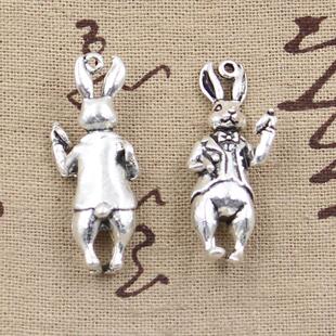 3pcs Charms 3D Stereo Rabbit 36x15mm Antique Pendant fit,Vin