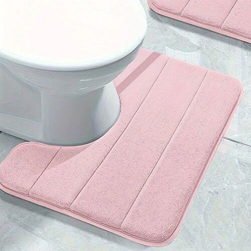 1PC pure color stripe bathroom toilet u-mat carpet, soft non