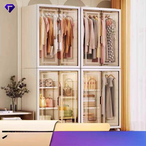 Folding storage cabinet double door large capacity home bedr