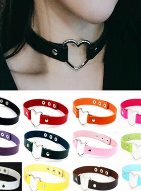 Punk Gothic PU Leather Choker Chain Heart Buckle Collar Neck
