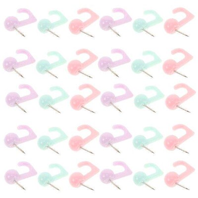 50 Pcs Hook Pushpin Thumb Tacks for Cork Board Hooks