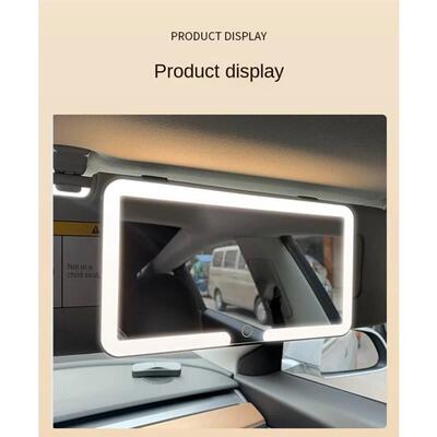 Car Sun Visor Makeup Mirror LED Touch Screen Adjustable Brig