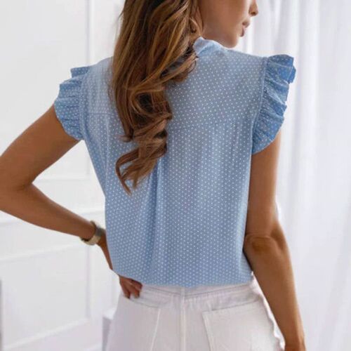 2022 Summer Women Elegant Ruffles Sleeveless Polka Pot Lace