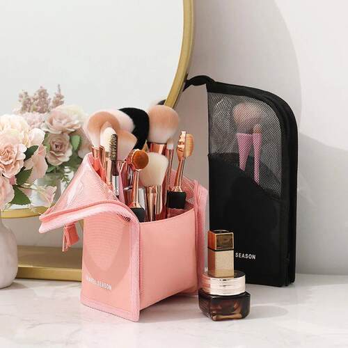 1 Pc Stand Cosmetic Bag for Women Clear Zipper Makeup Bag Tr