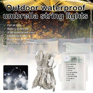 104 LED Garden Umbrella Light Outdoor Waterproof IP67 AA