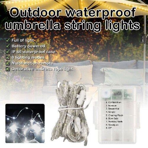 104 LED Garden Umbrella Light Outdoor Waterproof IP67 AA