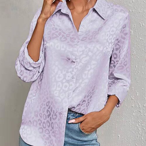Women Leopard Print Luxury Blouse Spring Summer Long Sleeve