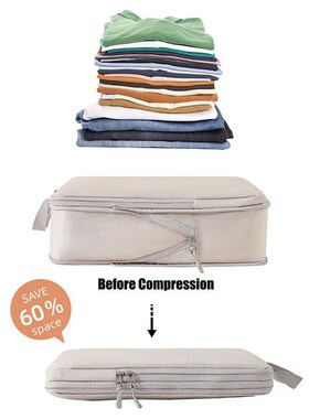 Set/4Pcs Portable Travel Compression Packing Cubes Bag Water