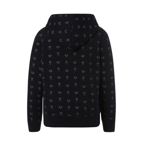 90s Vintage Skulls Print Black Sweatshirt Zipper Long Sleeve