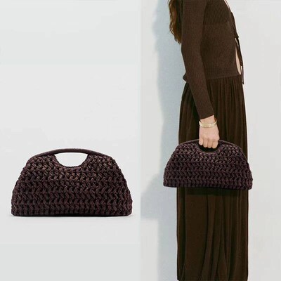 Spain Natural Fiber Clutch Bag Beach Woven Straw Bag Casual