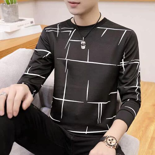-Autumn new youth tend round neck multi-thread large size me