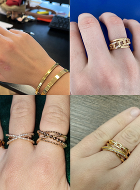 Fashion Gold Color Stainless Steel Rings For Women Chain