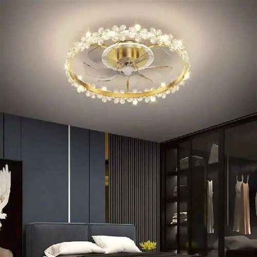 Light Luxury Crystal Remote Control Dimming Crystal Fan