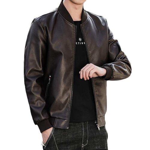 2021 autumn Leather Mens Korean version fashion slim fit h