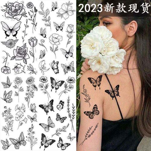Cute Swallow Bird Feather Temporary Stickers Flower Branch