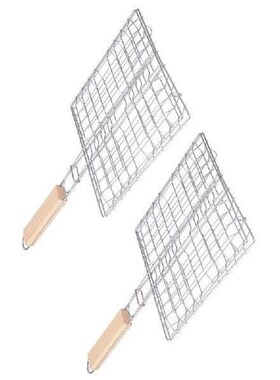2 PCS Charcoal Bbq Barbecue Grill Square Picnic Supplies