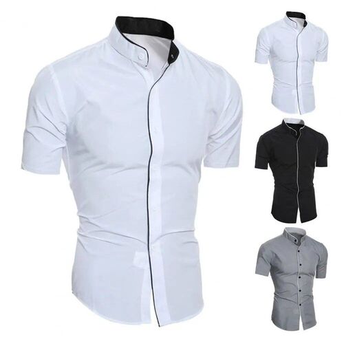 Great Summer Top Close-fitting Summer Shirt Solid Color Wear