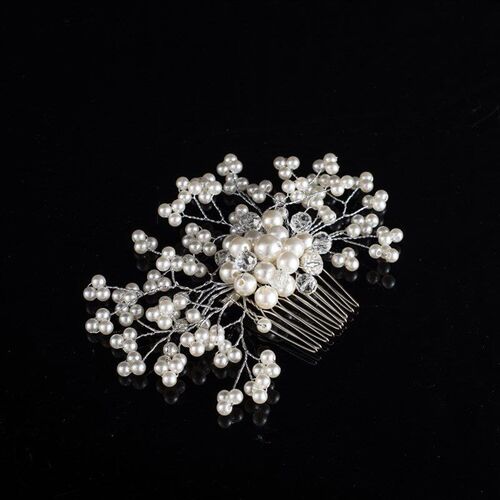 Korean Bridal Headpiece Handmade Crystal Pearl Flower Pearl