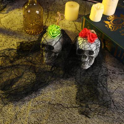 Halloween decoration small hanging ghost net yarn skull 骷髅