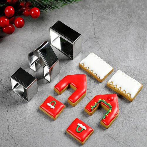 3Pcs 3D Mini House Scenery Christmas Cookie Cutter Set Cooki