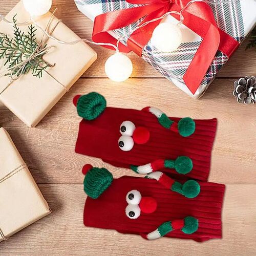 Cute Magnet Socks Elastic Soft Cartoon Hand Socks Holiday Gi