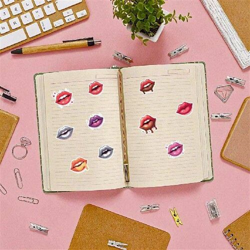 50pcs Funny Dripping Chocolate Cartoon Lips Stickers For