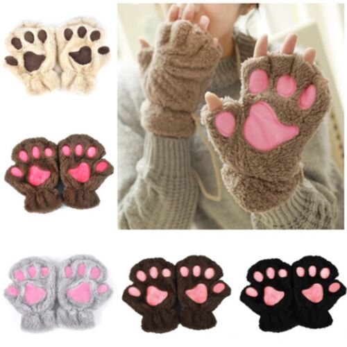 Kawaii Women Cat Gloves Fashion Girls Cat Claw Paw Plush Mit