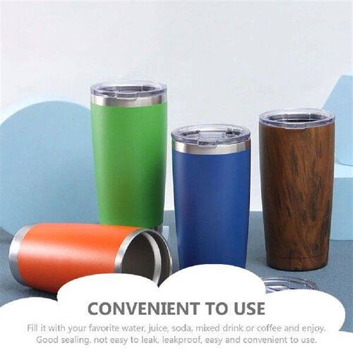 Wood Grain Color Cup Mug Tumbler with Straw and Lid Thermal