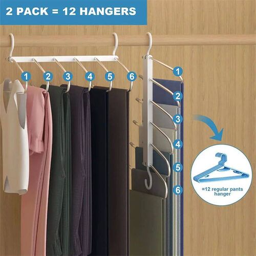 Multifunctional Folding Pants Hanger Retractable Clothes Org
