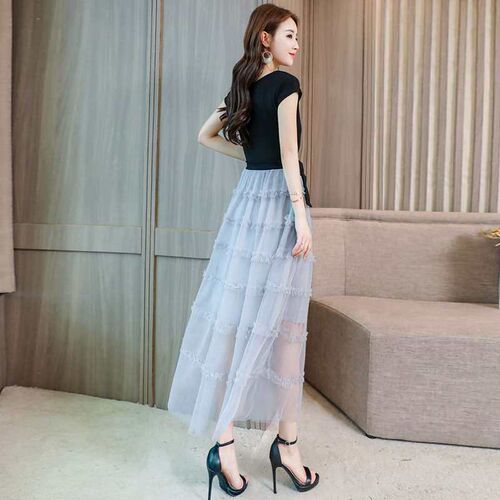 Summer Mesh Dress New Womens Clothing Feminine Elegant Skir