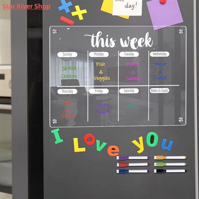 Transparent Fridge Magnetic Calendar Board Acrylic Reusable